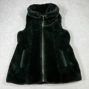 Marc New York By Andrew Mark Faux Fur Vest Zipper Front Deep Green Medium Soft